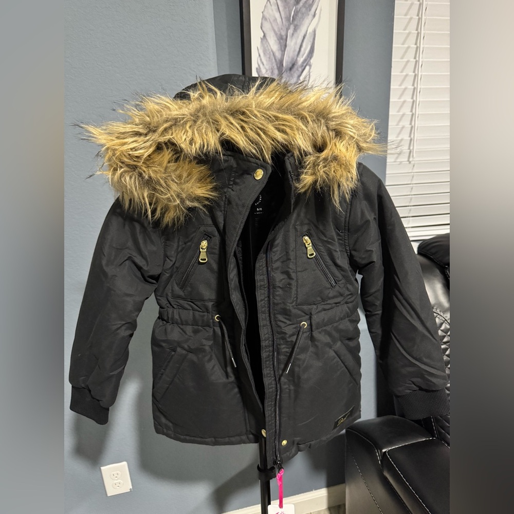 Justice Black Jacket with Faux Fur Lining
